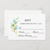 Blue Roos Buds Weddenschap RSVP-kaart RSVP Kaartje (Voorkant / Achterkant)