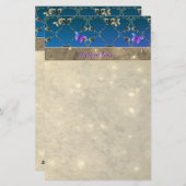 Blue Roos Butterflies w/Name Stationery Briefpapier (Voorkant / Achterkant)