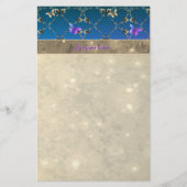 Blue Roos Butterflies w/Name Stationery Briefpapier (Voorkant)