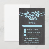 Blue Roos Chalkboard Response Kaart (Voorkant / Achterkant)