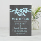 Blue Roos Chalkboard Save the Date Invite (Staand voorkant)