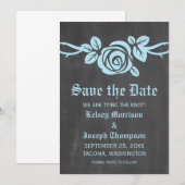 Blue Roos Chalkboard Save the Date Invite (Voorkant / Achterkant)