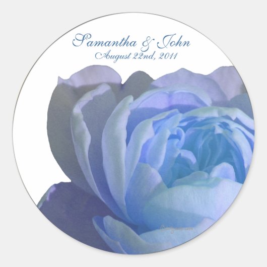 Blue Roos Custom Wedding Envelope-zegels Ronde Sticker (Voorkant)