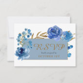 Blue Roos en Gold Leaf Quinceanera Response Kaart (Voorkant)