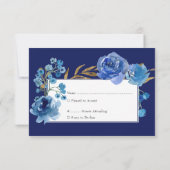 Blue Roos en Gold Leaf Quinceanera Response Kaart (Achterkant)