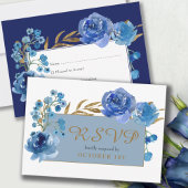 Blue Roos en Gold Leaf Quinceanera Response Kaart