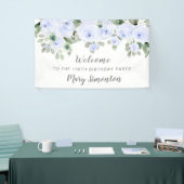 Blue Roos Floral 100 Birthday Party Welcome Spandoek (Beurs)