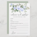 Blue Roos Floral Greenery Advice and Wishes Card<br><div class="desc">Een mooie dusty blue pastel roos floral border-topjes dit advies en de Verwerkingskaart. Stuur me een bericht als je meer overeenkomende producten nodig hebt.</div>