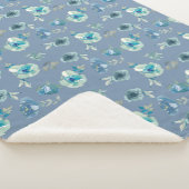 Blue Roos Floral Large Sherpa Throw Blanket (3/4)