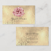 Blue Roos Flower Damask Blogger Gold Event Visitekaartje (Voorkant / Achterkant)
