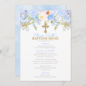 Blue Roos Garden Baptism Custom 5x7 Event Menu (Voorkant / Achterkant)