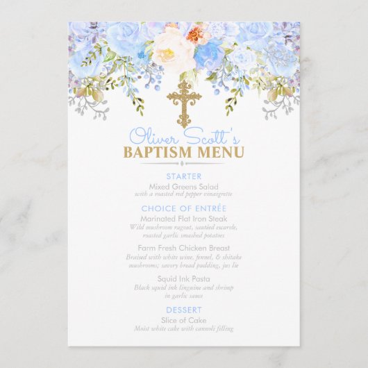 Blue Roos Garden Baptism Custom 5x7 Event Menu (Voorkant)