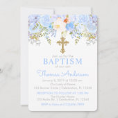 Blue Roos Garden Baptism Invitation Kaart (Voorkant)