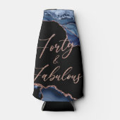 Blue Roos Gold Agate Marble Forty & Fabulous 40th Flesjeskoeler (Voorkant)