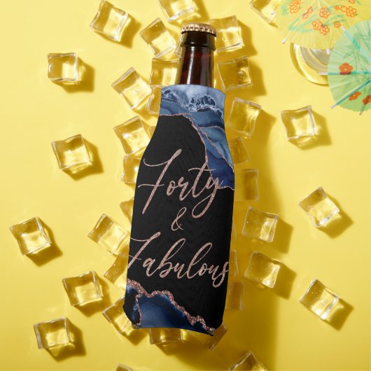 Blue Roos Gold Agate Marble Forty & Fabulous 40th Flesjeskoeler (Insitu Zomer)