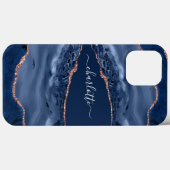 Blue roos gold agate marmer name script Case-Mate iPhone case (Achterkant (horizontaal))