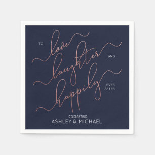 Blue Roos Gold Engagement Party nog lang en gelukk Servet