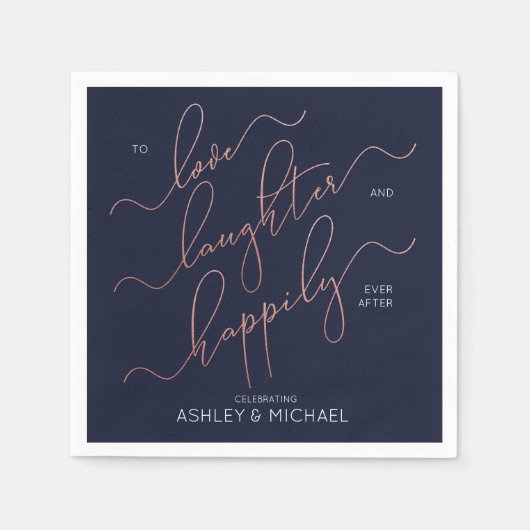 Blue Roos Gold Engagement Party nog lang en gelukk Servet (Voorkant)