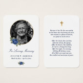 Blue Roos Gold Floral Memorial Cards Visitekaartje (Voorkant /achterkant)