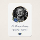 Blue Roos Gold Floral Memorial Cards Visitekaartje (Voorkant)
