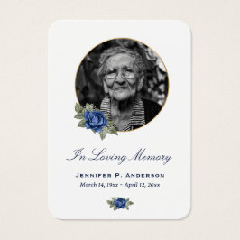 Blue Roos Gold Floral Memorial Cards Visitekaartje
