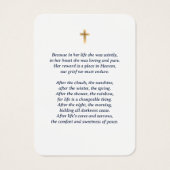 Blue Roos Gold Floral Memorial Cards Visitekaartje (Achterkant)