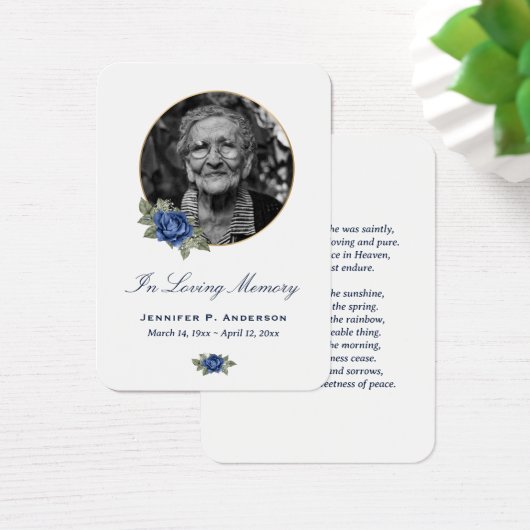 Blue Roos Gold Floral Memorial Cards Visitekaartje (Bureau)