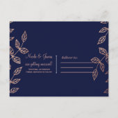 Blue & Roos Gold Glam Botanical Save the Date Aankondigingskaart (Achterkant)