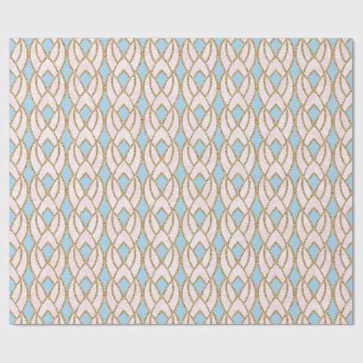 Blue Roos Gold Glitter Baroque Antonietta Glam Cadeaupapier (Vlak)