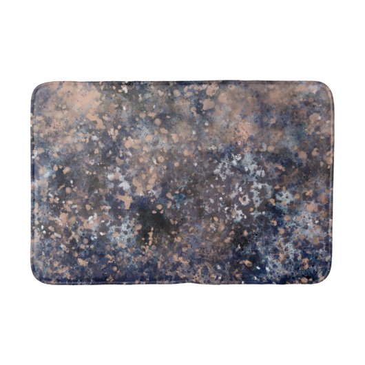 Blue & Roos Gold Paint Splatter Abstract Glamour Badmat (Voorkant)