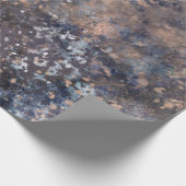 Blue & Roos Gold Paint Splatter Abstract Glamour Cadeaupapier (Hoek)