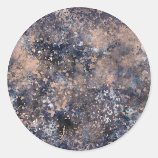 Blue & Roos Gold Paint Splatter Abstract Glamour Ronde Sticker (Voorkant)