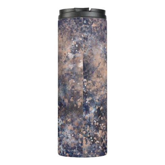 Blue & Roos Gold Paint Splatter Abstract Glamour Thermosbeker (Achterkant)