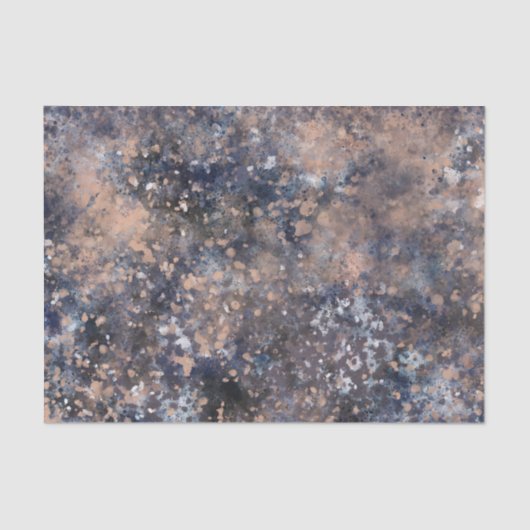 Blue & Roos Gold Paint Splatter Abstract Glamour Tissuepapier (Voorkant)