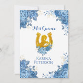 Blue Roos Mexican Charra 15 Quinceanera Invitation Kaart (Achterkant)
