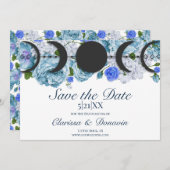 Blue Roos Moon Phase Wiccan Handfasting Save The Date (Voorkant / Achterkant)