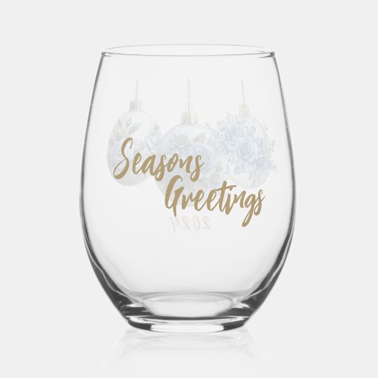 Blue Roos Ornament Trio Wijnglas Zonder Voet (Achterkant)