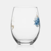 Blue Roos Ornament Trio Wijnglas Zonder Voet (Rechts)
