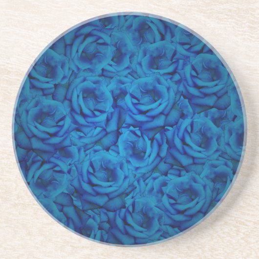 Blue Roos Pattern Zandsteen Onderzetter (Voorkant)