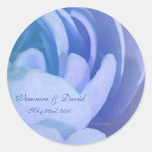 Blue Roos Petals Custom Wedding Envelope Seals Ronde Sticker