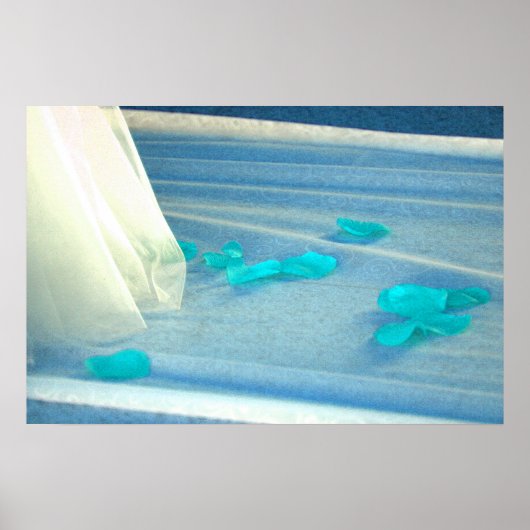 Blue Roos Petals Wedding Dress Train Poster (Voorkant)