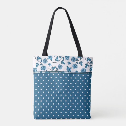Blue Roos Polka Dot Monogram Tote Bag (Achterkant)