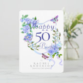 Blue Roos Ribbon Verjaardag Feestdagenkaart (Staand voorkant)