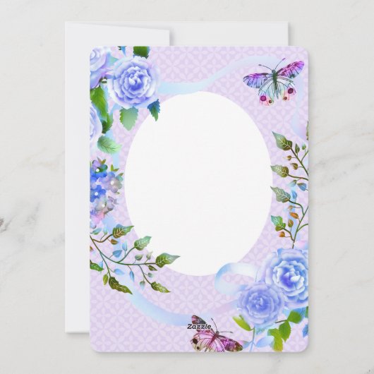 Blue Roos Ribbon Verjaardag Feestdagenkaart (Achterkant)