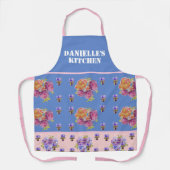 Blue  Roos Rozen Waterverf  Schort (Voorkant)