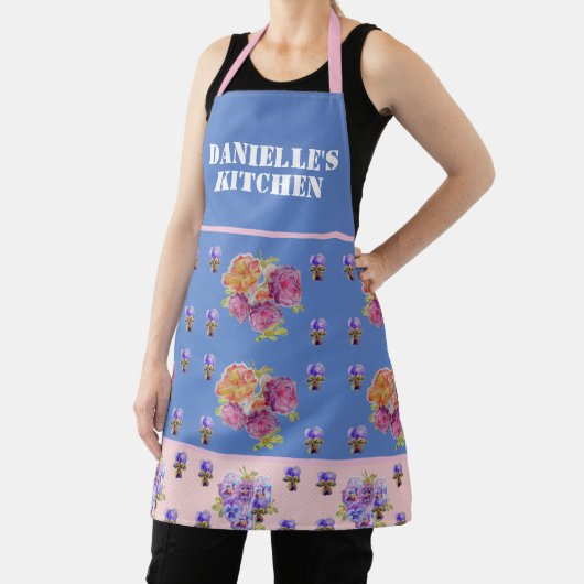 Blue  Roos Rozen Waterverf  Schort (Insitu)