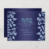 Blue Roos Verjaardag RSVP Card (Voorkant / Achterkant)