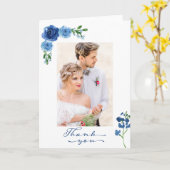 Blue Roos Wedding Foto Hartelijk dank Kaart (Gele Bloem)