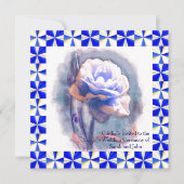 Blue Roos Wedding Invitation Kaart (Voorkant)