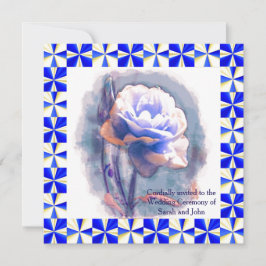Blue Roos Wedding Invitation Kaart